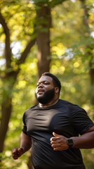 Poster - A man is running in a forest