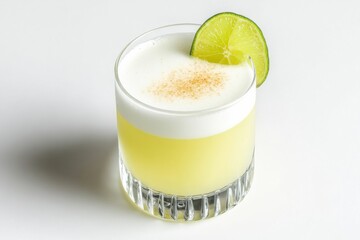 Frothy Pisco Sour Drink Isolated on White