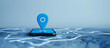 © SizeSquare's - Blue pin icon on a computer map, symbol of a specific location for navigation and travel