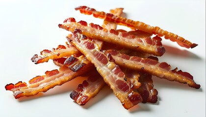 Perfectly Crispy Bacon Strip Against a Clean White Background