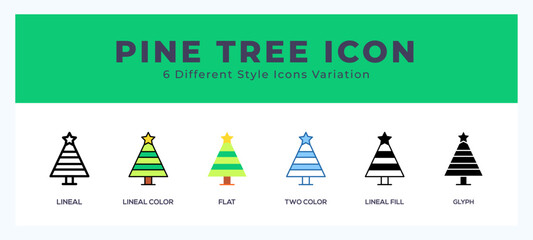 Sticker - Pine tree icon symbol. logo illustration with different styles