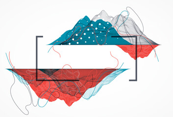 Leinwandbilder - Abstract wireframe mountain background. Modern science or technology art elements. Surface illustration. Hand drawn vector.