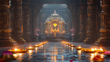 Diwali Ancient Hindu temple interior background