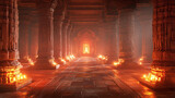 Diwali Ancient Hindu temple interior background
