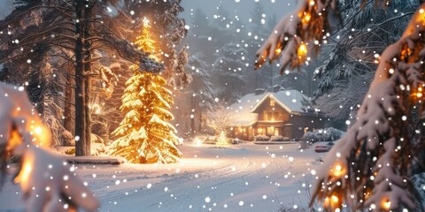 Free Christmas wallpaper with a cozy winter scene