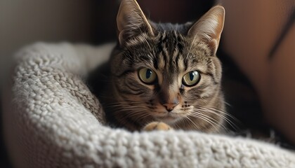 Whiskered companion lounging in the sun with playful curiosity