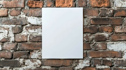 Wall Mural - Textured Brick Wall Featuring A4 White Paper Poster Mockup – Ideal for Minimalist Design