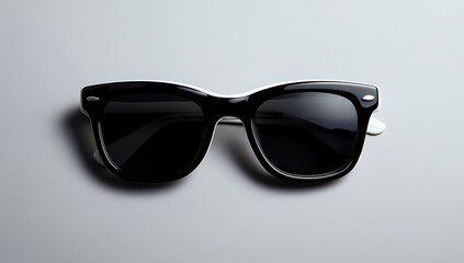 Black sunglasses with a simple, elegant design, isolated on a white background.