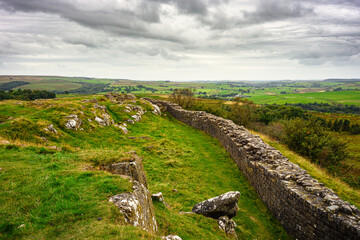 Wall Mural - high crags beside hadrian's wall at walltown, which is a world heritage site in the beautiful northu