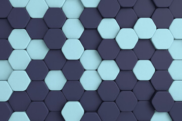 A vivid and colorful backdrop with a pattern of orange and white hexagons, rendered in 3D to provide a textured, modern look for interior decoration