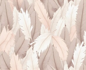 Naklejka na meble Abstract Feather Pattern in Soft Pastel Tones for Elegant Textile or Wallpaper Design