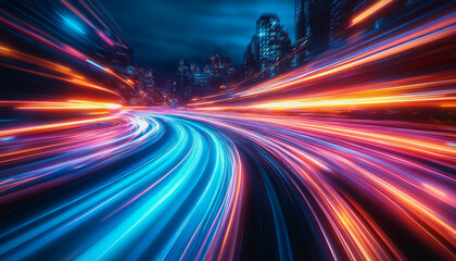 Flowing glowing binary code in a futuristic digital data stream environment