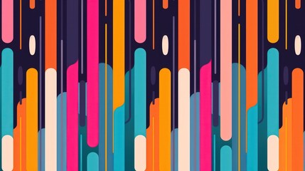 Canvas Print - vibrant soundwave patterns, a dynamic flat design illustration featuring abstract shapes and vivid h