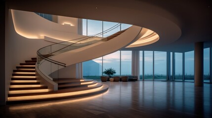 Poster - Modern Staircase with Panoramic View