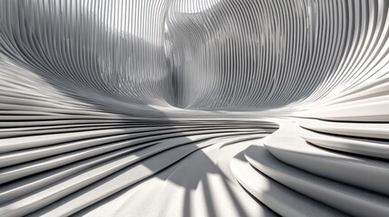 Wall Mural - A smooth, abstract interior space with flowing lines and curves.