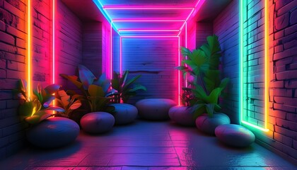 Wall Mural - Vibrant Neon Lights Creating an Electric Atmosphere