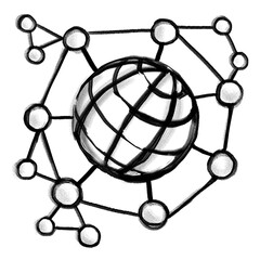 Wall Mural - grid globe png sticker, global connection business doodle, transparent background