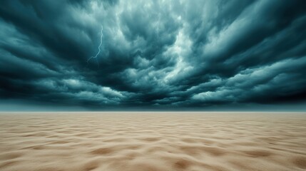 Poster - A large sand dune with a storm cloud in the background, AI