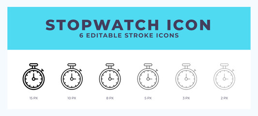 Wall Mural - Stopwatch lineal icon symbol vector. Black outline for web. App. Presentation and more.