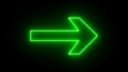 Wall Mural - Right arrow for road direction icon.Neon arrow with glowing effect. Neon Arrow pointing to the right.
