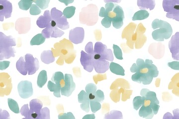 Canvas Print - A colorful floral pattern with soft watercolor effects.
