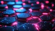 © Ta - A hexagon abstract technology background with blue and pink flashes illustrates a vibrant and dynamic digital concept.