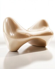 Sticker - A sleek, modern sculptural bench with organic curves and a glossy finish.