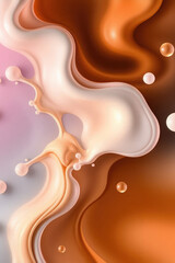 Fototapete - Dynamic abstraction with flowing milk and coffee shapes. Modern design