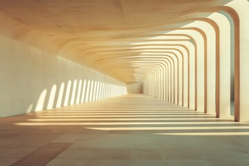 Wall Mural - a mesmerizing journey through an elegant architectural passage filled with light and shadow play.