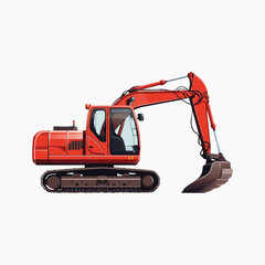 Red excavator construction equipment illustration