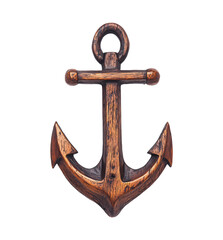 isolated old wood ship anchor