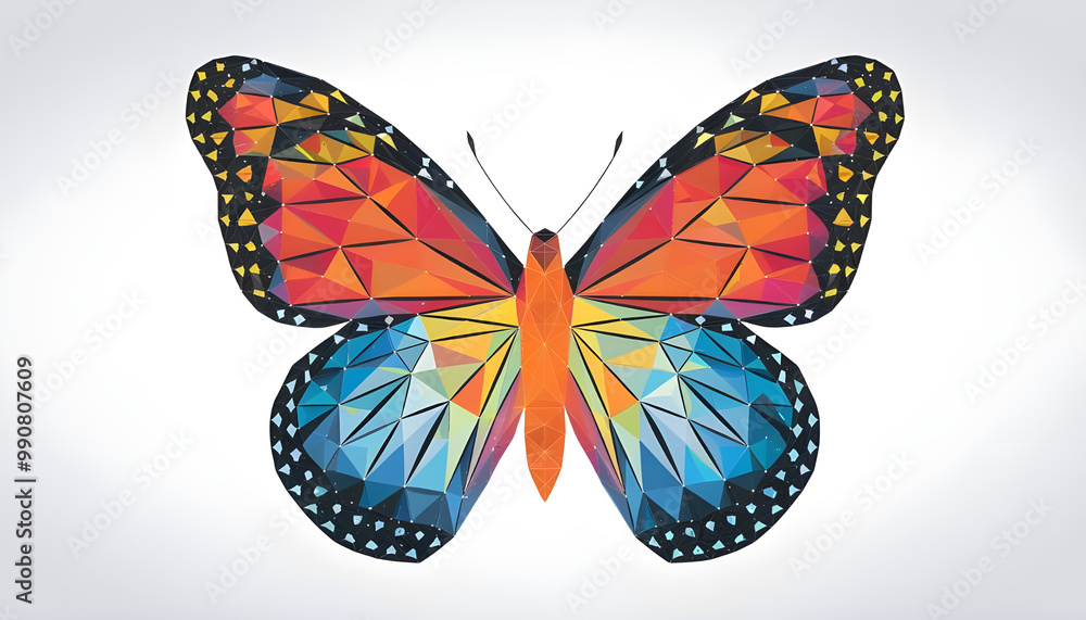 Abstract digital vivid butterfly isolated on white background. Vector ...