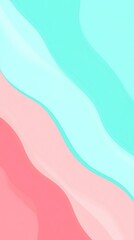 Wall Mural - A smooth, wavy abstract background featuring pastel colors of pink and mint green.