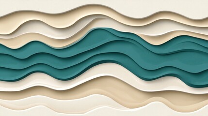 Canvas Print - Abstract layered design featuring waves in soothing colors.