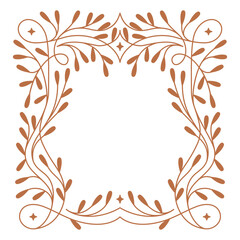 Poster - Vector design element and illustration in simple linear style - boho arch logo design element and frame for social media stories and posts, square border with ornament and copy space for text
