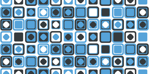 Leinwandbilder - Tiles made from simple and stylish patches. Geometric pattern of squares and diamonds inside. Blue and white colors.