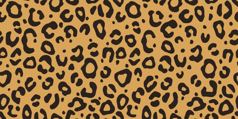 Fototapete - Stylish leopard pattern of spots and yellow background. Animal fur pattern made from leopard skin.