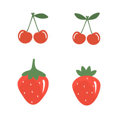 Poster - Cherry and strawberry icon sign isolated on white background vector.