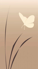 Sticker - Elegant minimalist butterfly illustration