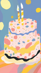 Poster - Colorful abstract birthday cake