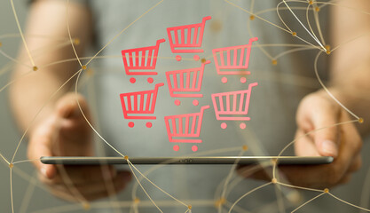 Wall Mural - Shopping Cart Flat Design E-Commerce Icon