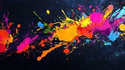 Wall Mural - Abstract splashes of vibrant colors on a dark background