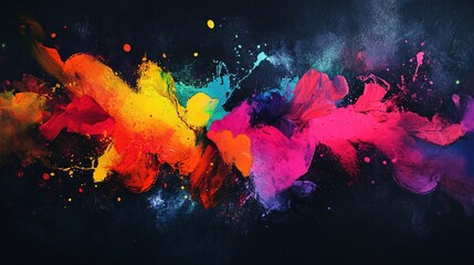 Wall Mural - Abstract splashes of vibrant colors on a dark background