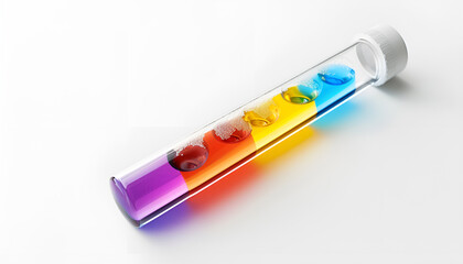 Wall Mural - Test tube with color liquid on white background. Solution chemistry