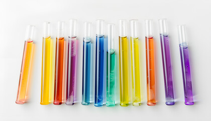 Wall Mural - Test tube with color liquid on white background. Solution chemistry