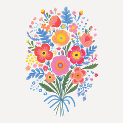 Sticker - Colorful floral bouquet illustration