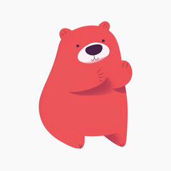 Sticker - Cute red cartoon bear illustration