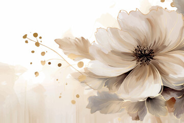 Poster - Elegant beige floral illustration