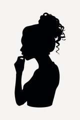 Canvas Print - Silhouette woman thoughtful profile pose