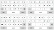 © HaRsH - Smartphone keyboard. Light alphabet buttons. Keypad symbol modern simple vector icon. Numeric, uppercase lowercase symbols keys. Phone mockup